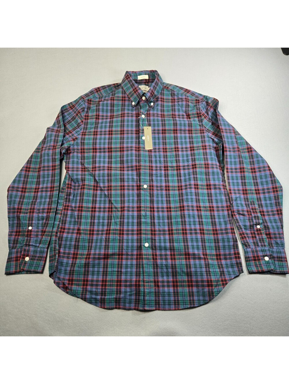 J. Crew Secret Wash Shirting 100's 2-Ply Yarns PLAID Button Down Mens Sz M NWT